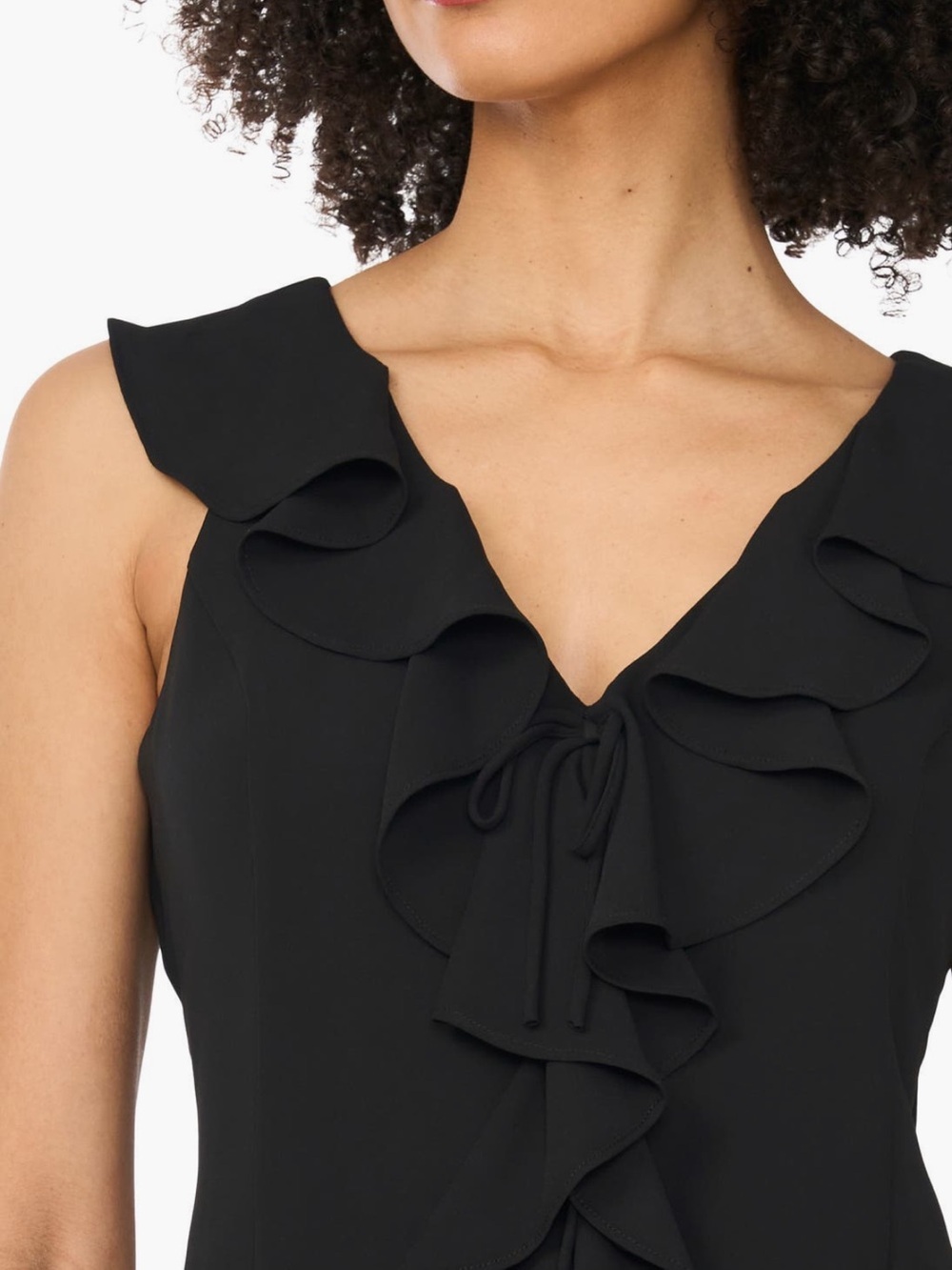 1. State Ruffle V-Neck Top In Rich Black - Picture 4 of 12